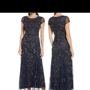 NWT Beaded long gown Pisarro Nights size 12 Ash blue from Nordstrom